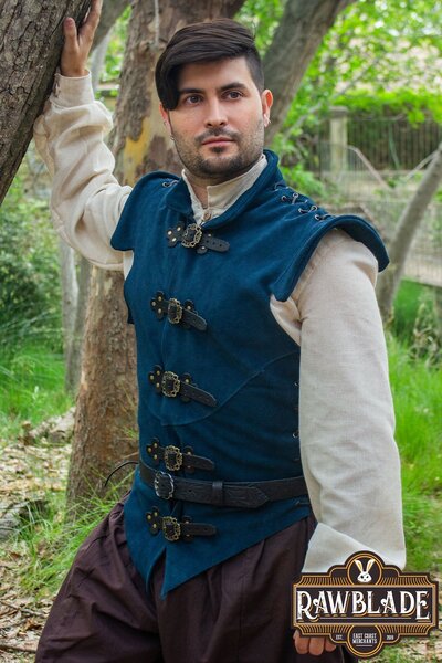 Pourpoint Diego en croûte de cuir - Bleu - Celtic Webmerchant