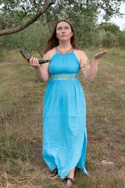 Gudinna klänning Circe, turkos - Celtic Webmerchant