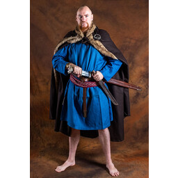 Tunica vichinga in lino Halvar, blu - Celtic Webmerchant