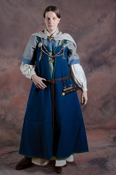 Abito vichingo Rusvik Katarzyna, blu-verde - Celtic Webmerchant