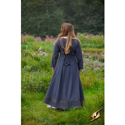 Vestido medieval Estrid con estampado de espiga, gris oscuro - Celtic Webmerchant