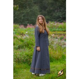 Mittelalterkleid Estrid mit Fischgrätenmuster, dunkelgrau - Celtic Webmerchant