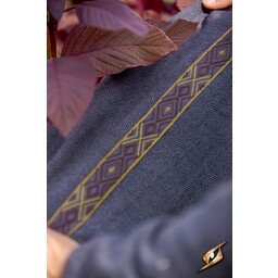 Mittelalterkleid Estrid mit Fischgrätenmuster, dunkelgrau - Celtic Webmerchant