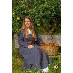 Mittelalterkleid Estrid mit Fischgrätenmuster, dunkelgrau - Celtic Webmerchant