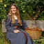 Mittelalterkleid Estrid mit Fischgrätenmuster, dunkelgrau - Celtic Webmerchant