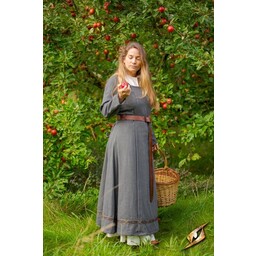 Sukienka średniowieczna Estrid ze wzorem w jodełkę, kolor naturalny szary - Celtic Webmerchant