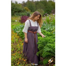 Sukienka fartuchowa wikingów Frida w jodełkę, bordowo-szara - Celtic Webmerchant