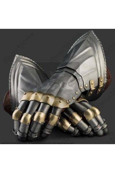 German gauntlets, 1450-1500, brass - Celtic Webmerchant