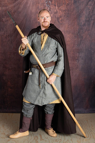 Viking Kaftan, pattern a spina di pesce, grigio - Celtic Webmerchant