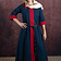 (Temprano) vestido medieval Clotild, azul-rojo - Celtic Webmerchant