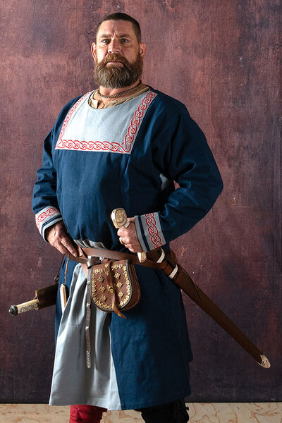 Viking tunic Viborg, blue - Celtic Webmerchant