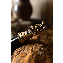 Drinking horn decoration with wolf head, brass - Celtic Webmerchant