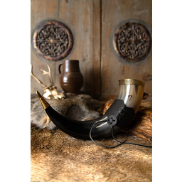 Drinking horn Rollo with leather holder - Celtic Webmerchant