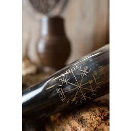 Corno da bere con vegvisir e accessori in ottone - Celtic Webmerchant