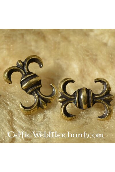 Medeltida lilja bältesfäste (set om 5 delar), försilvrad brons - Celtic Webmerchant