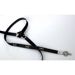Pas gotycki deluxe, brązowa skóra, posrebrzana klamra - Celtic Webmerchant