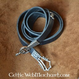 Gothic belt deluxe, black leather, silvered buckle - Celtic Webmerchant