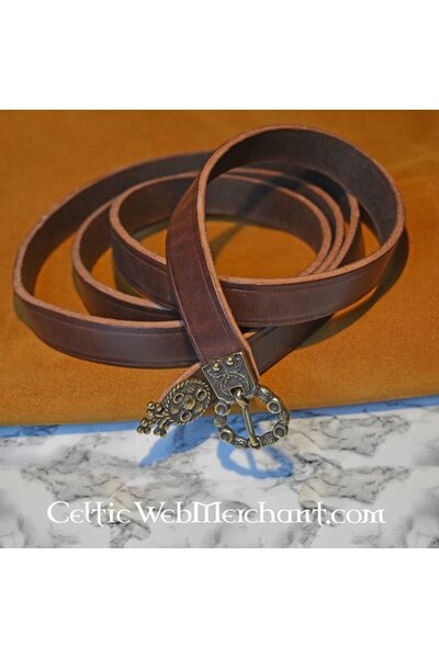 Ceinture du 15e siècle avec extrémité Londres, cuir marron, boucle en laiton - Celtic Webmerchant