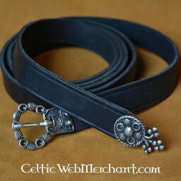 15. Jahrhundert Gürtel mit Gürtelendbeschlag London, Schwarzes Leder, Messingschnalle - Celtic Webmerchant