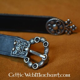 15. Jahrhundert Gürtel mit Gürtelendbeschlag London, Schwarzes Leder, Messingschnalle - Celtic Webmerchant