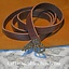 15de eeuwse riem met riemeinde (London), zwart leer, messing gesp - Celtic Webmerchant