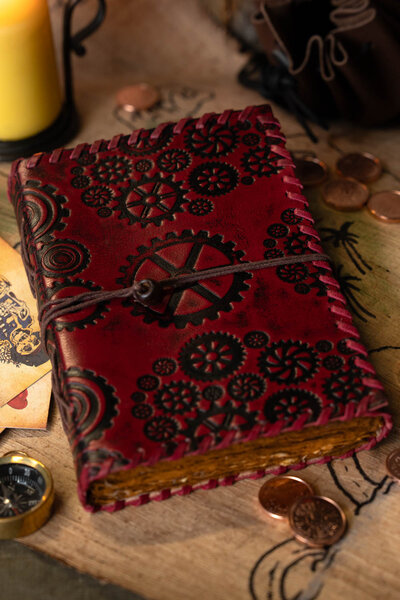 Läderbok Steampunk, antika sidor - Celtic Webmerchant