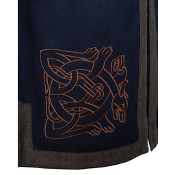 Geborduurde Norgaard tuniek, blauw, wol - Celtic Webmerchant