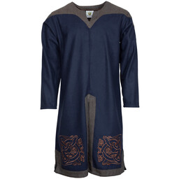 Bestickte Norgaard-Tunika, blau, Wolle - Celtic Webmerchant