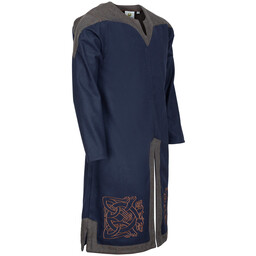Bestickte Norgaard-Tunika, blau, Wolle - Celtic Webmerchant