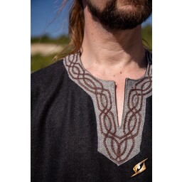 Tunika Hilmar, Fischgrätmuster, schwarz - Celtic Webmerchant