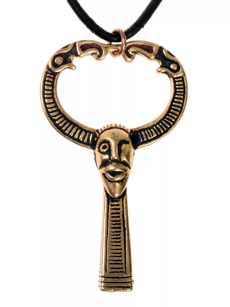 Pendentif Viking Chien Celtique - Métal Argenté, Pierre Iolite, Thème Odin Thor - Occasion
