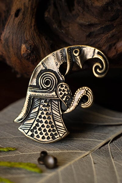 Germanic raven brooch Gotland, right, bronze - Celtic Webmerchant