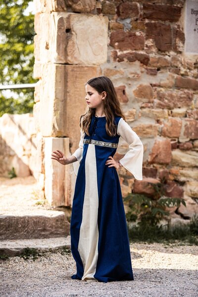 Mädchenkleid Ariane blau-weiß - Celtic Webmerchant