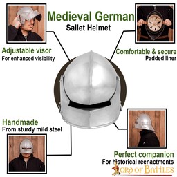 Tysk sallet med nakkebeskytter, 2 mm - Celtic Webmerchant