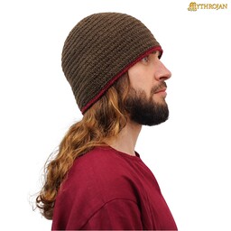 Needle-Bound Hat, 100% Wool, Brown-Red - Celtic Webmerchant