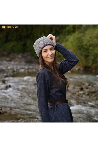 Needle-Bound Hat, 100% Wool, Grey-Blue - Celtic Webmerchant