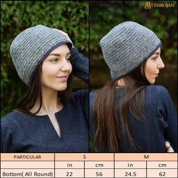 Cappello cucito a mano, 100% lana, grigio-blu - Celtic Webmerchant