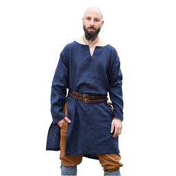 Medieval linen tunic, dark blue - Celtic Webmerchant