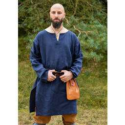Medieval linen tunic, dark blue - Celtic Webmerchant