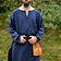 Ulfberth Medieval linen tunic, dark blue - Celtic Webmerchant