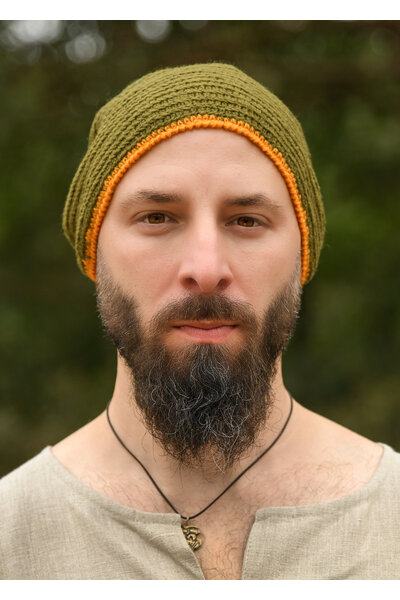 Berretto all'uncinetto, 100% lana, colore verde - giallo - Celtic Webmerchant