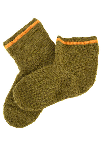Calcetines de ganchillo, 100% lana, verde-amarillo - Celtic Webmerchant