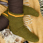 Virkade strumpor, 100% ull, grön-gul - Celtic Webmerchant