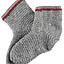 Gehäkelte Socken, 100 % Wolle, grau - weinrot - Celtic Webmerchant