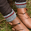 Gehäkelte Socken, 100 % Wolle, grau - weinrot - Celtic Webmerchant