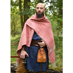 Decke/Umhang aus 100 % Wolle, Fischgrätenmuster, rot - Celtic Webmerchant