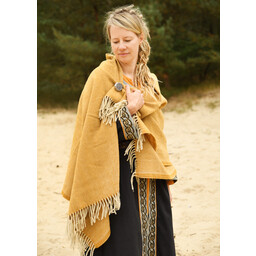 Couverture / cape 100% laine, chevrons, jaune - Celtic Webmerchant
