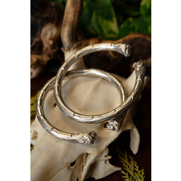 torques romanas con cabezas de león, par, color plata - Celtic Webmerchant