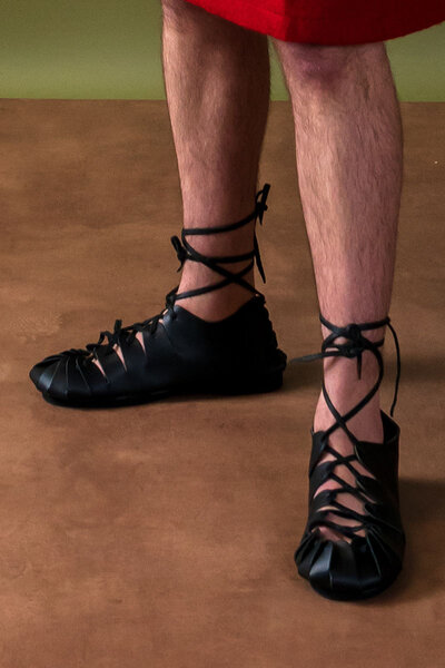 Leder Eisenzeit Sandalen schwarz - Celtic Webmerchant