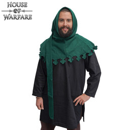 Spätmittelalterliche Gugel mit Liripipe, Wolle, grün - Celtic Webmerchant
